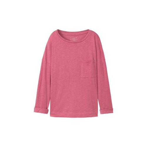 TOM TAILOR Damen 7/8-Arm-Shirt mit Brusttasche, rosa, Uni, Gr. XS