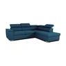 Canapé D'angle Convertible Réversible Avec Coffre - 5 Places - Daytona - Tissu Bleu - 260 X 94 X 216 Cm