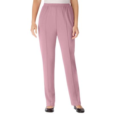 Plus Size Women's The Hassle-Free Elastic-Waist Soft Knit Pant by Woman Within in Dusty Pink (Size 34 T)