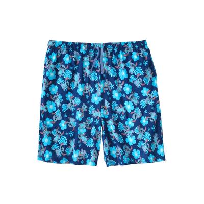 Men's Big & Tall Licensed Novelty Pajama Lounge Shorts by KingSize in Stitch Hibiscus (Size 5XL) Pajama Bottoms