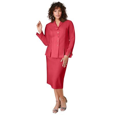 Plus Size Women's Two Piece Skirt Suit by Roaman's in Antique Strawberry (Size 28 W)