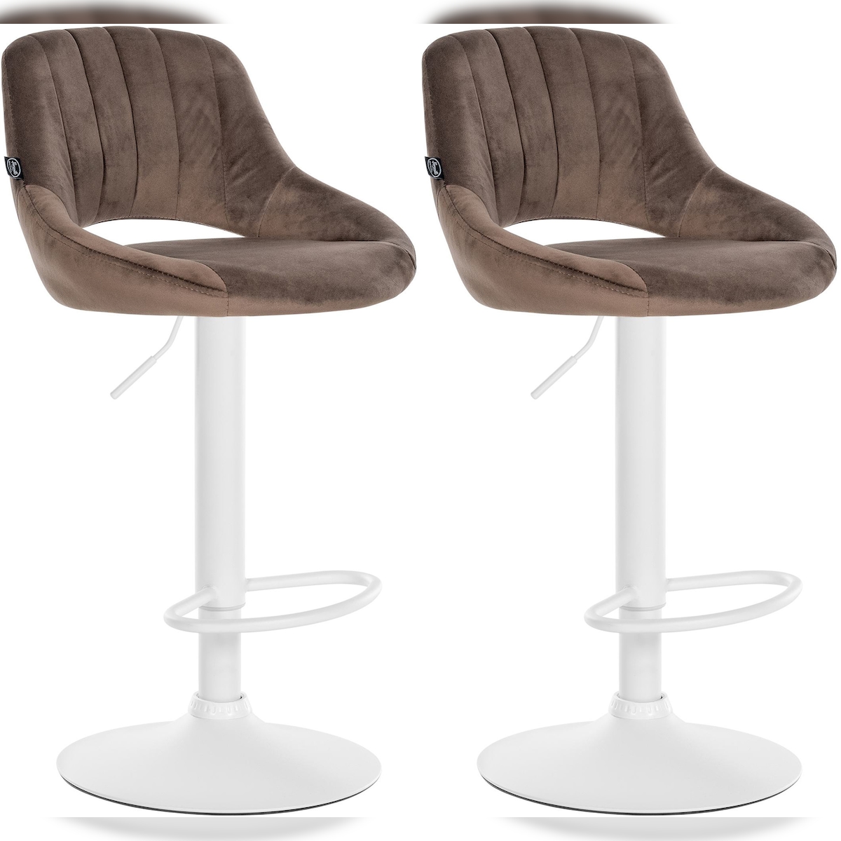 CLP 2er Set Barhocker Milet Samt braun/Metall matt weiss Image