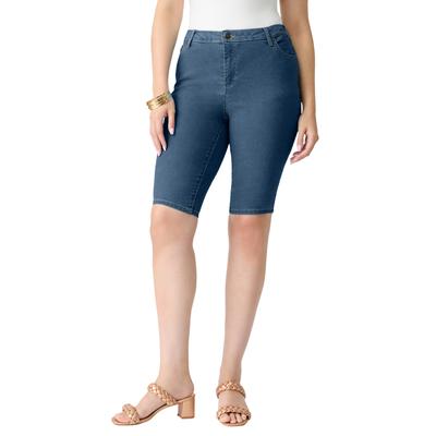 Plus Size Women's Classic Stretch Bermuda Short by Denim 24/7 by Roamans in Medium Stonewash (Size 36 W)