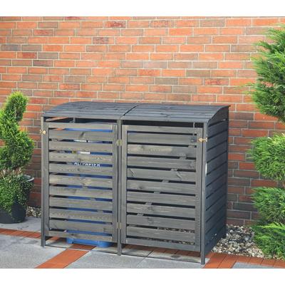 Mülltonnenbox PROMADINO "Vario III", grau (anthrazit), B:92cm H:122cm T:148cm, Holz, Metall, Aufbewahrungsboxen, für 2 Tonnen, robust aus ökologisch, zertifiziertem Kiefernholz