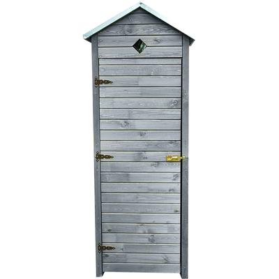 Garten-Geräteschrank PROMADINO "Babylon", grau, Holz, Metall, Gerätehäuser, besonders Platzsparend, mit drei Ablageflächen Image