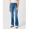 Bootcut-Jeans WRANGLER "Flare", Damen, Gr. 27, Länge 34, blau (raven), Denim/Jeans, Obermaterial: 80% Baumwolle, 18% Polyester, 2% Elasthan, unifarben, casual, ausgestellt lang, Jeans, im Retro-Design mit ausgestelltem Bein