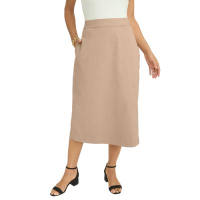 Plus Size Women's Chino Faux Wrap Skirt by Jessica London in New Khaki (Size 14 W)