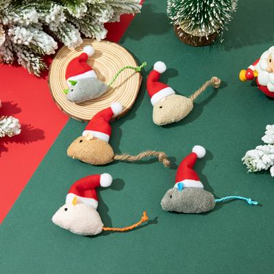 TEMU Cat Christmas Mouse Plush Toy, Cute Little Mouse Cat Chewing Toy