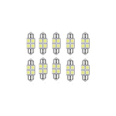 10 Stück 31 mm 5050 led Soffittenlampe Innenbeleuchtung 4 SMD-Glühbirnen Weiße Kuppel Autolicht