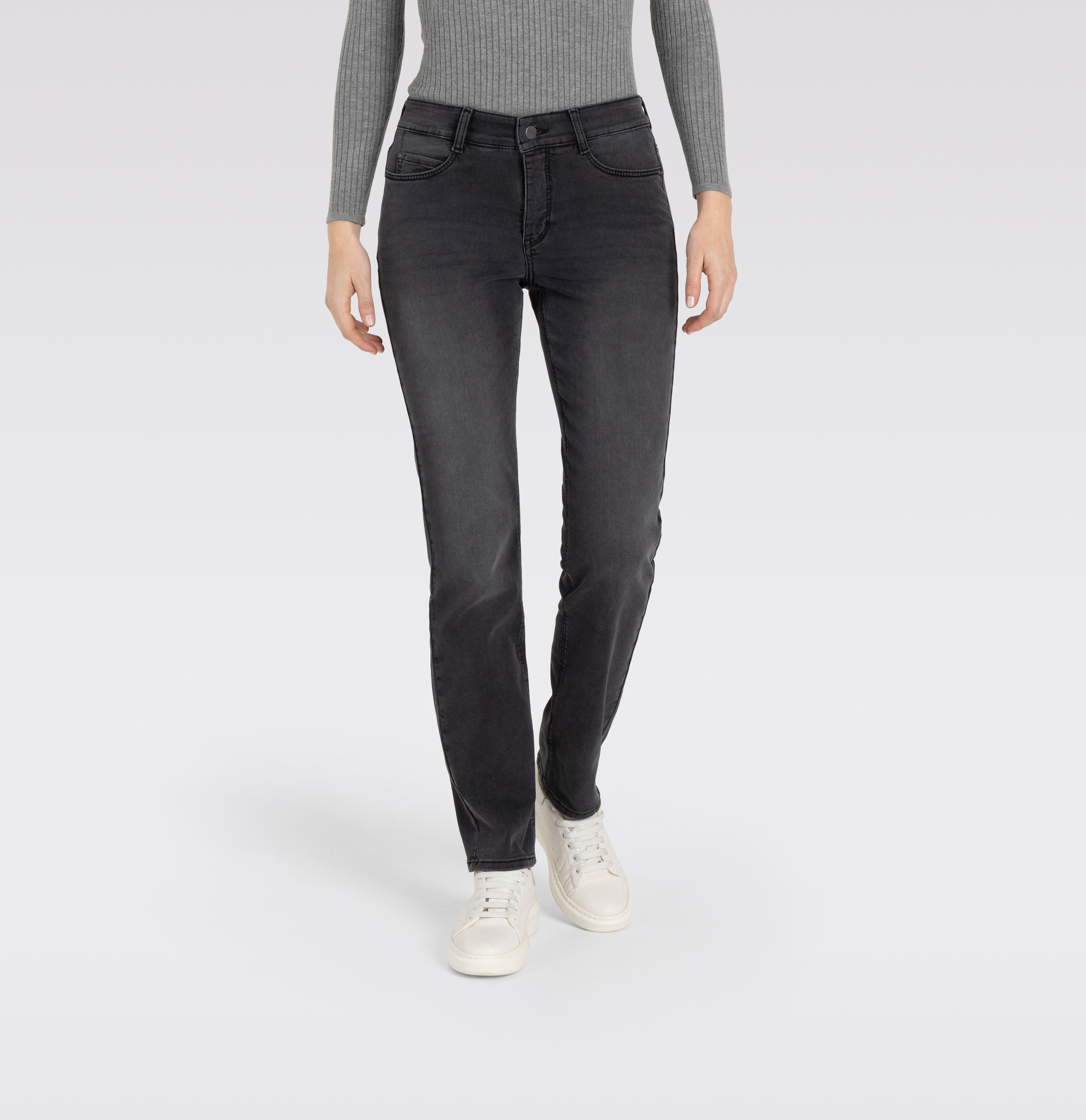 Slim-fit-Jeans MAC "DREAM", Damen, Gr. 32, Länge 32, schwarz (anthracit fancy wash), Denim/Jeans, Obermaterial: 88% Baumwolle, 9% Polyester, 3% Elasthan, slim fit lang, Jeans Slim-fit-Jeans, sehr elastisches Material