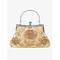 Grüne Vintage-Handtasche aus Samt für Damen mit Blumenstickerei aus Perlen und Metallrahmen – elegante Abendtasche