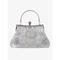 Grüne Vintage-Handtasche aus Samt für Damen mit Blumenstickerei aus Perlen und Metallrahmen – elegante Abendtasche