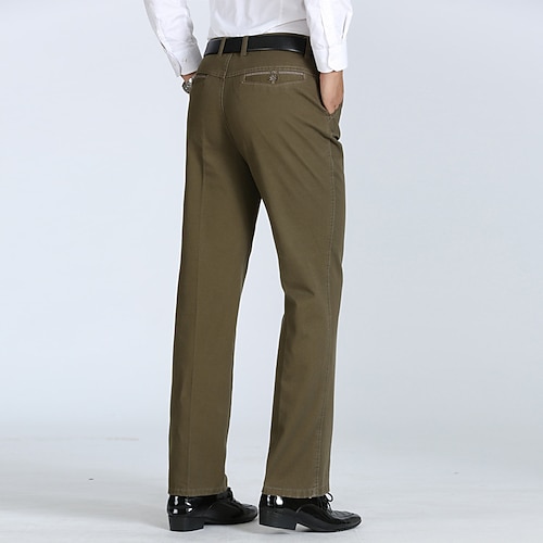 Herren Anzughosen Hose Hosen Chinesisch Chino Knopf Tasche Feste Farbe Komfort Formal Party Arbeit Modisch Klassicher Stil Armeegrün Schwarz Mikro-elastisch Image