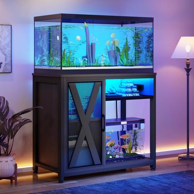 Moasis 50 Gallon Aquarium Stand with Power Outlets & LED Light