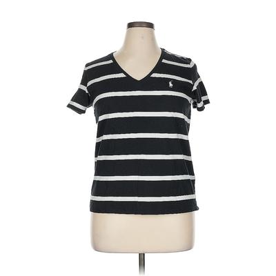 Polo by Ralph Lauren Short Sleeve T-Shirt: Black Stripes Tops - Women's Size X-Large