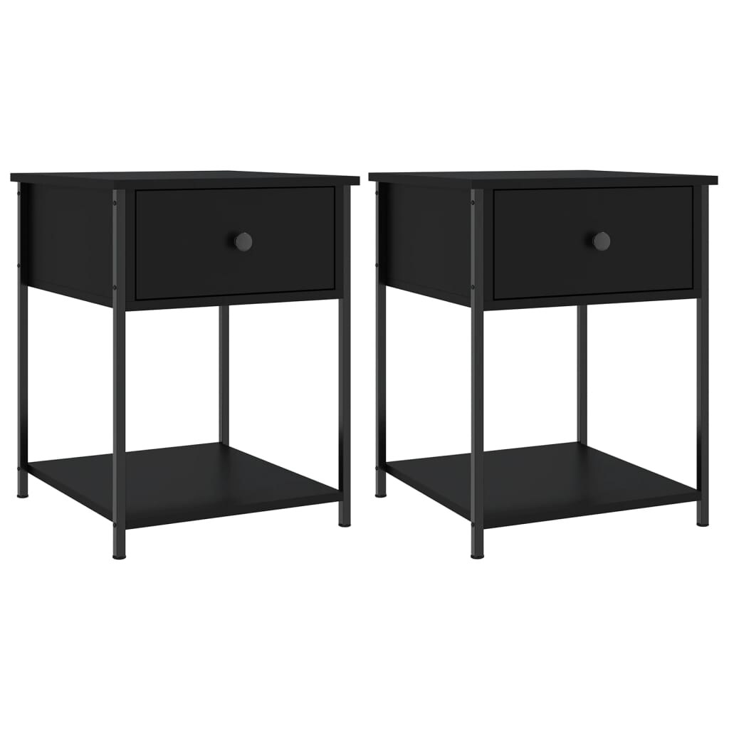 vidaXL Nachttische 2 Stk. Schwarz 44x45x58 cm Holzwerkstoff Image