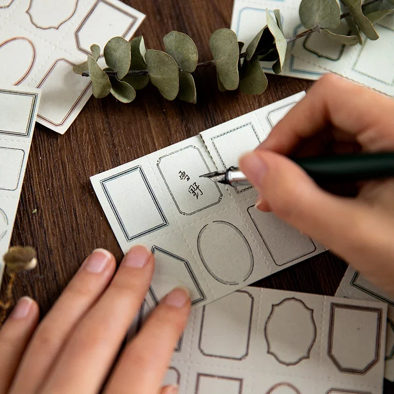 50 Stück/Packung Memos können auf Handkonten ohne Klebrigkeit, Retro-Rückseite und einfaches literarisches Schreibpapier 5 Stile geschrieben werden Image