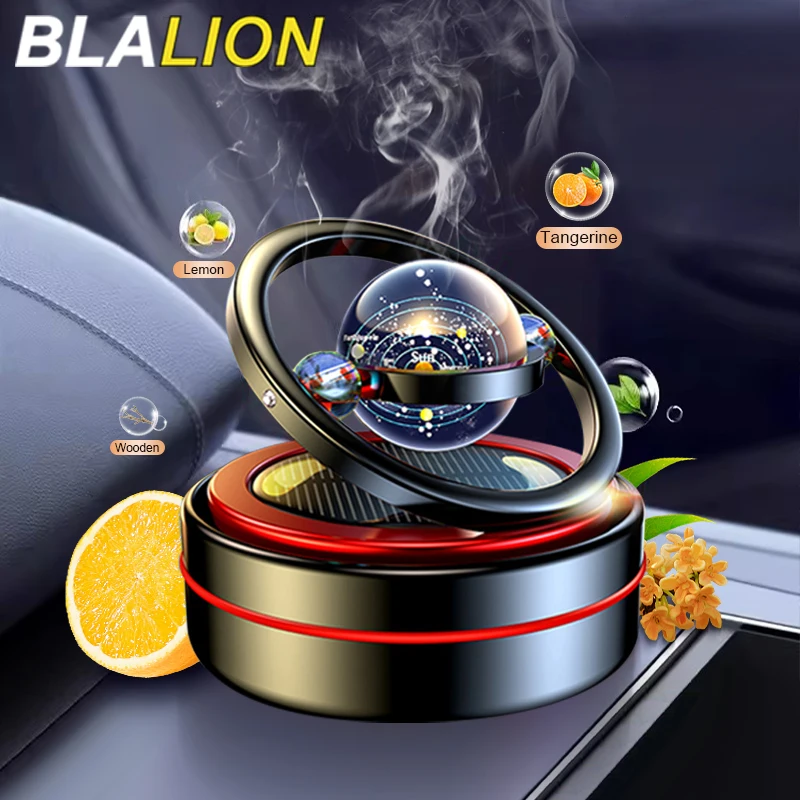BLALION Solar-Auto-Lufterfrischer, Armaturenbrett-Duft, automatische Rotation, galaktische Planeten, Diffusor für ätherische Öle, Auto-Ornamente Image