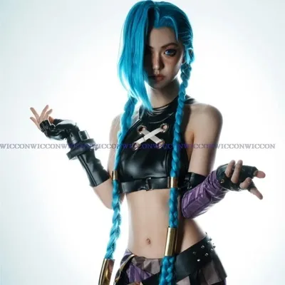 Jinx Cosplay Kostüm Anime LOL Jinx Arcane Cosplay Uniform Outfits Halloween Karneval Anzug Nach Maß Halloween Kostüm Image