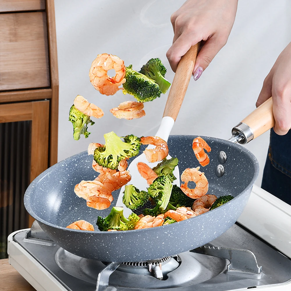 Langlebige Stein Braten Pan30//cm Wok Antihaft-Pfanne Pfanne Kessel Induktion sherd Pfannen Pfannkuchen Ei Gasherd nach Hause Image