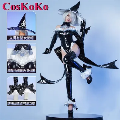 CosKoKo 2B Cosplay Spiel NieR: Automata Kostüm Mode Süße Hexe Overall Uniformen Komplettes Set Halloween Party Rollenspiel Kleidung Image