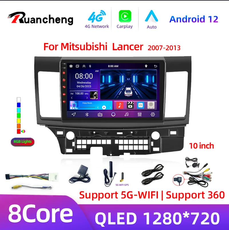 2din Android 12 Carplay Autoradio für Mitsubishi Lancer 10 CY 2007–2017 Multimedia Video Player 2 Din GPS IPS 4G Stereo DVD