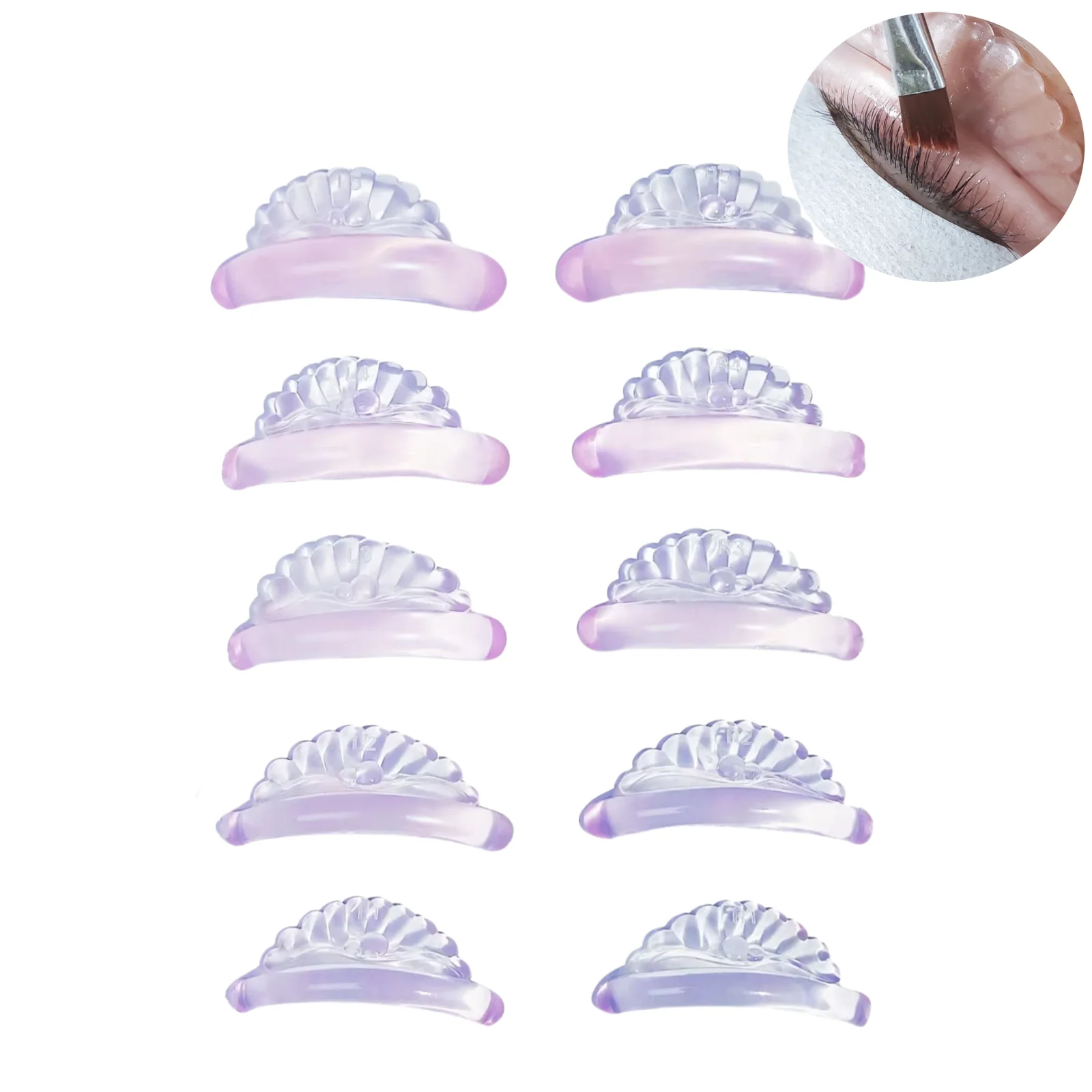 Lomansa 5 Paar C Curl Silikon-Wimperndauerwellen-Pads, klebrige Wimpernstangen, Schildheben, 3D-Wimpernzange, Zubehör, Make-up-Tools Image