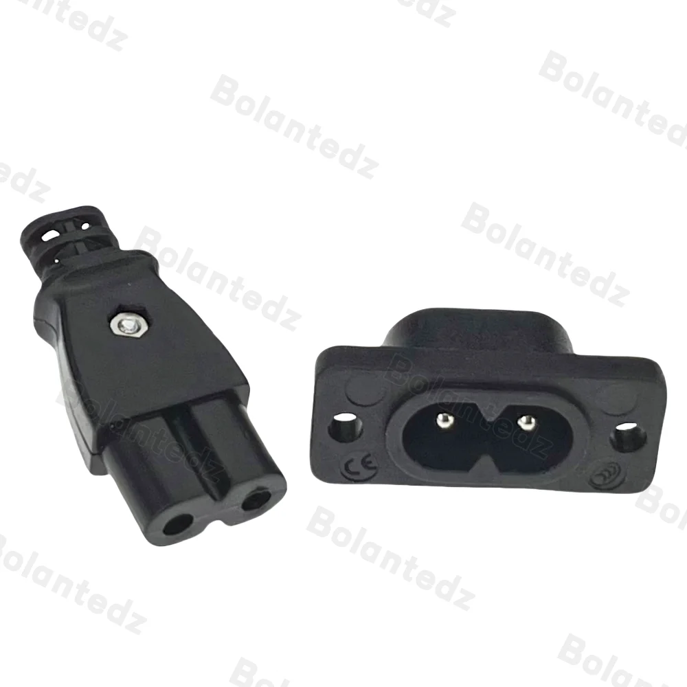Bolantedz 1 Stück C8-Stecker Steckdose C7-Buchse Steckdose eingebetteter elektrischer Steckverbinder 35 mm * 15 mm AC 2,5 A 5 A 250 V Image