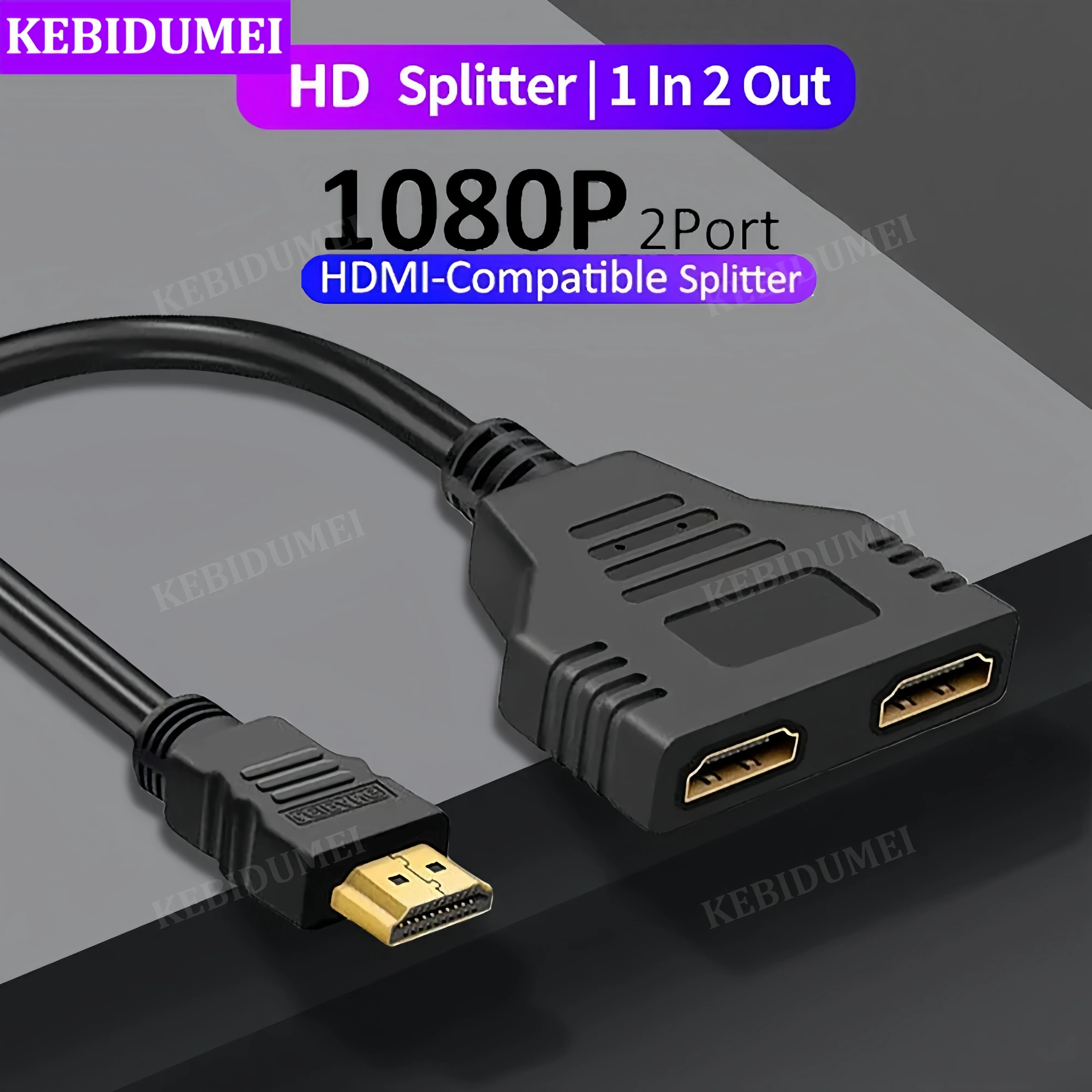 1 In 2 Out HMDI Kabel 2 Dual Port HDMI Adapter Splitter 1080P Y Splitter Adapter für LCD TV Box Ps3 HDMI-Kompatibel Splitter Image
