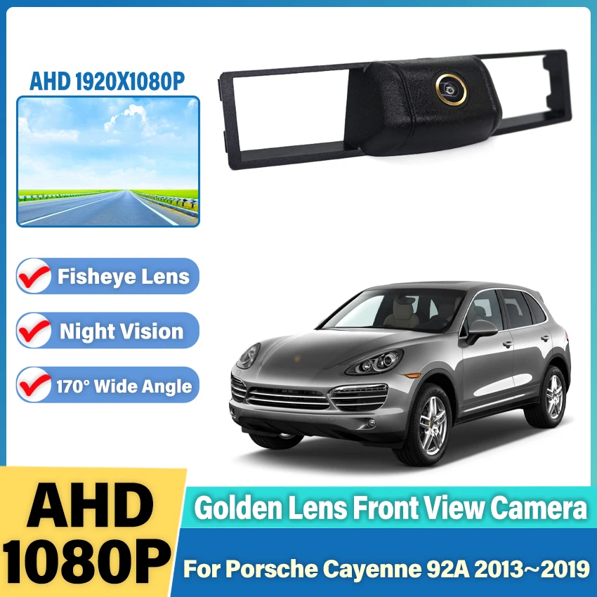 HD CCD AHD 1080P 170 ° Frontansicht Kamera Für Porsche Cayenne 92A 2013 ~ 2019 Fisheye Objektiv Nachtsicht Positive Parkplatz Kamera Image