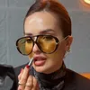 Double Bridge Pilot Damen Sonnenbrille Luxus Design Übergroße Punk Schwarz Gelb Metall Große