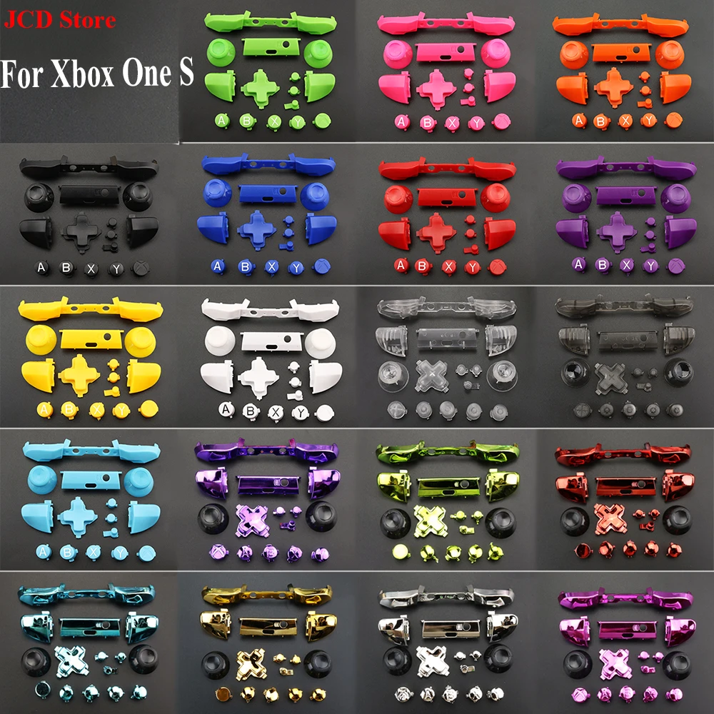 1set Full Chrome Button Replacement For Xbox One S Handle Dpad ABXY Trigger Grips stick Parts for Xbox One S Slim Controller