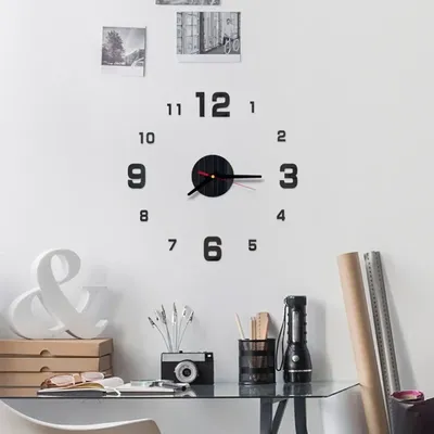 Wall Clock Living Room Families Modern DIY Digital Clock Stereo Bedroom Home Decoration Frameless Luminous Clocks Decor Garden