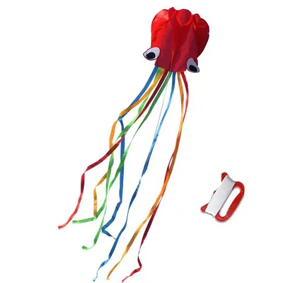 3D Octopus Kite with Handle Line 4m Giant Good Flying Soft Kite DIY Toy Children Flying Kite Friend