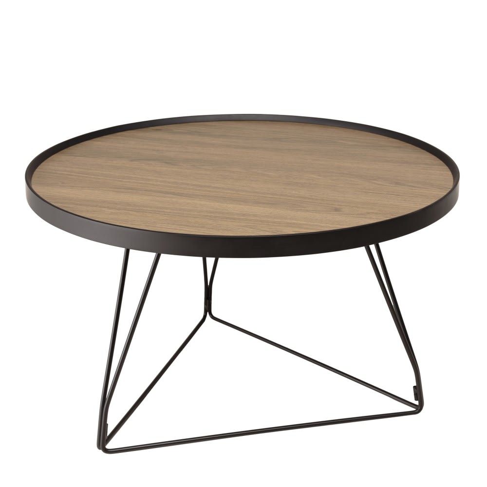 Table basse ronde pieds épingles métal noir D70