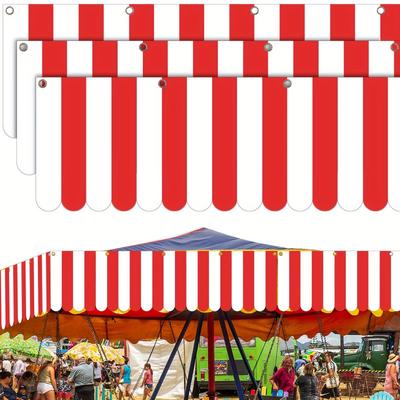 TEMU 3pcs Polyester Carnival Tent Banners - For Birthdays, Christmas & Circus Themes, No Power Needed, 25x190cm Image