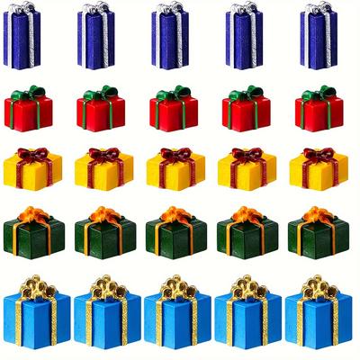 TEMU 25/50pcs Christmas Miniatures For Crafts Mini Christmas Ornaments Decor Miniature Christmas Figurines Charms For Craft Dollhouse Decor Diy Garden Accessories (multicolor) Image
