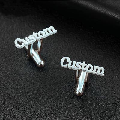 TEMU Elegant Custom Name Cufflinks For Women - Stainless Steel, Diy English Letter Design - Perfect Gift For , Bridesmaids & Weddings