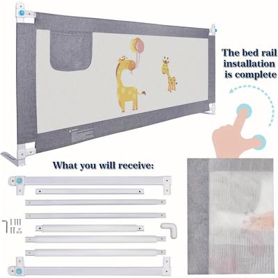 TEMU Bed Rail For Toddlers, Baby Bed For Kids, Fall-out Protection Bed, Fall-out Protection Crib Raised And , Fall-out Protection Crib - Only 1 Piece (150cm/180cm/200cm, Deer Pattern/ Pattern)