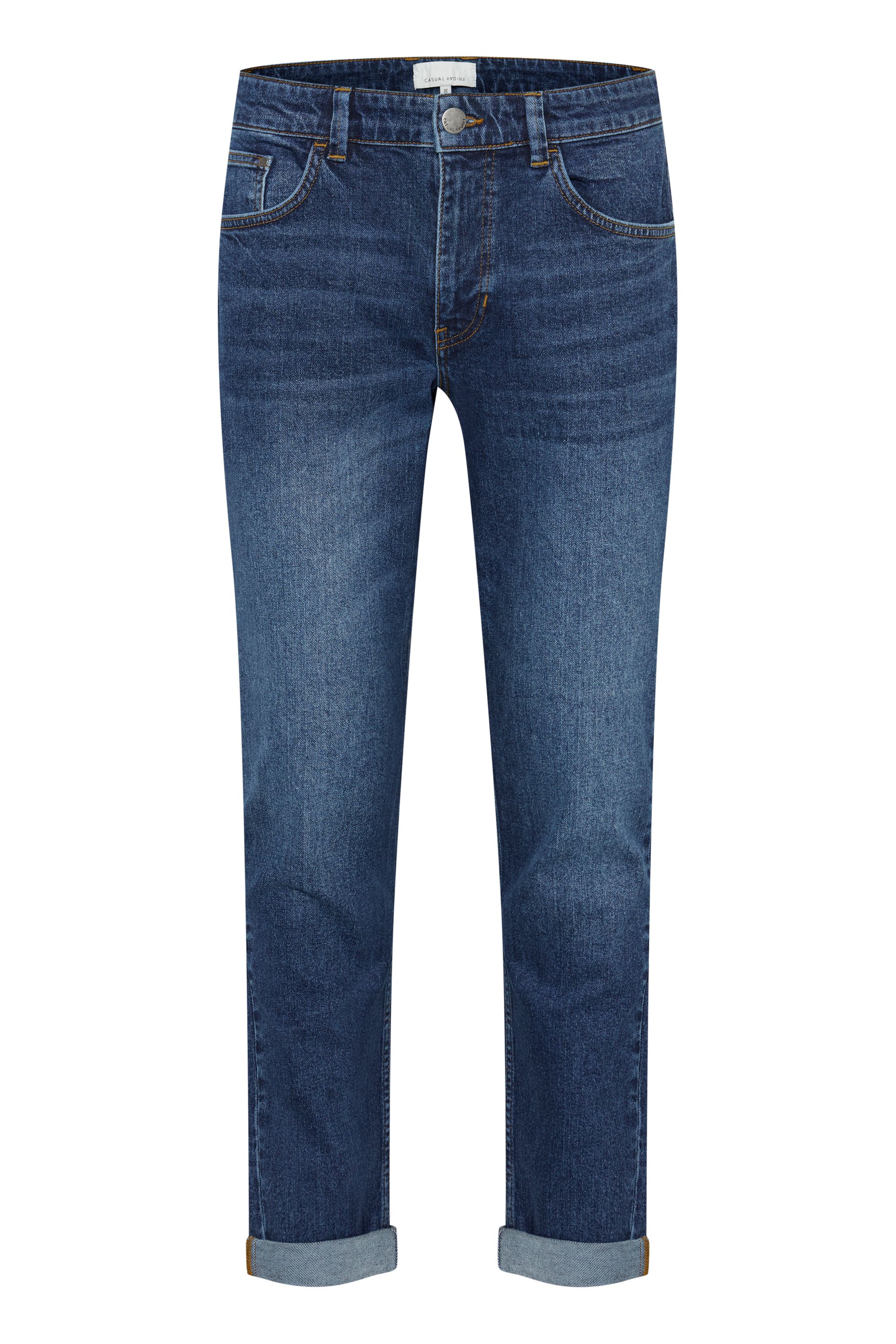 Comfort-fit-Jeans CASUAL FRIDAY "Comfort-fit-Jeans CFKarup", Herren, Gr. 34, Länge 34, blau (denim mid blau), Obermaterial: 66% Baumwolle CO. 33% Baumwolle CO recyc.. 1% Elasthan EL., Hosen