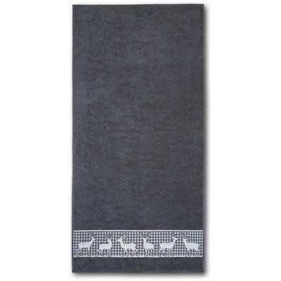 Handtuch DYCKHOFF "Hirschparade", grau (graphit), B:50cm L:100cm, Frottier, Frottier, Handtücher (Packung), Made in Germany Image