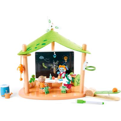 Spielwelt HAPE "Green Planet Explorers, Schule", bunt, Spielfigurenwelten, KinderB:43cm H:38cm T:35cm, Holz, B:43cm H:38cm T:35cm