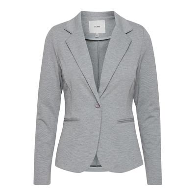Sweatblazer ICHI "Sweatblazer IHKate", Damen, Gr. M, grau (grau melange), Obermaterial: 74% Polyester PES. 22% Viskose LENZING ECOVERO CV LenzEcov. 4% Elasthan EL., casual, normal, Blazer