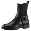 Bikerboots TAMARIS, Damen, Gr. 38, schwarz, Leder, Lederimitat, Elastischer Einsatz, unifarben, modisch, Schuhe, Blockabsatz, Chelseaboots, Stiefelette mit Zierriegel und NIeten