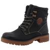 Schnürboots TOM TAILOR, Damen, Gr. 39, schwarz, Lederimitat, Textil, unifarben, kontrastfarbene Details, modisch, Schuhe, Blockabsatz, Outdoorschuh, Schnürstiefelette mit Reißverschluss