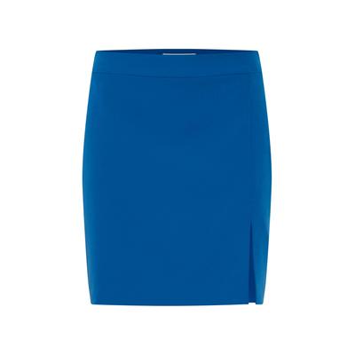 Minirock ICHI "Minirock IHLexi", Damen, Gr. 42, blau (true blau), Obermaterial: 90% Polyester PES. 10% Elasthan EL., casual, A-Linie mini, Röcke Image