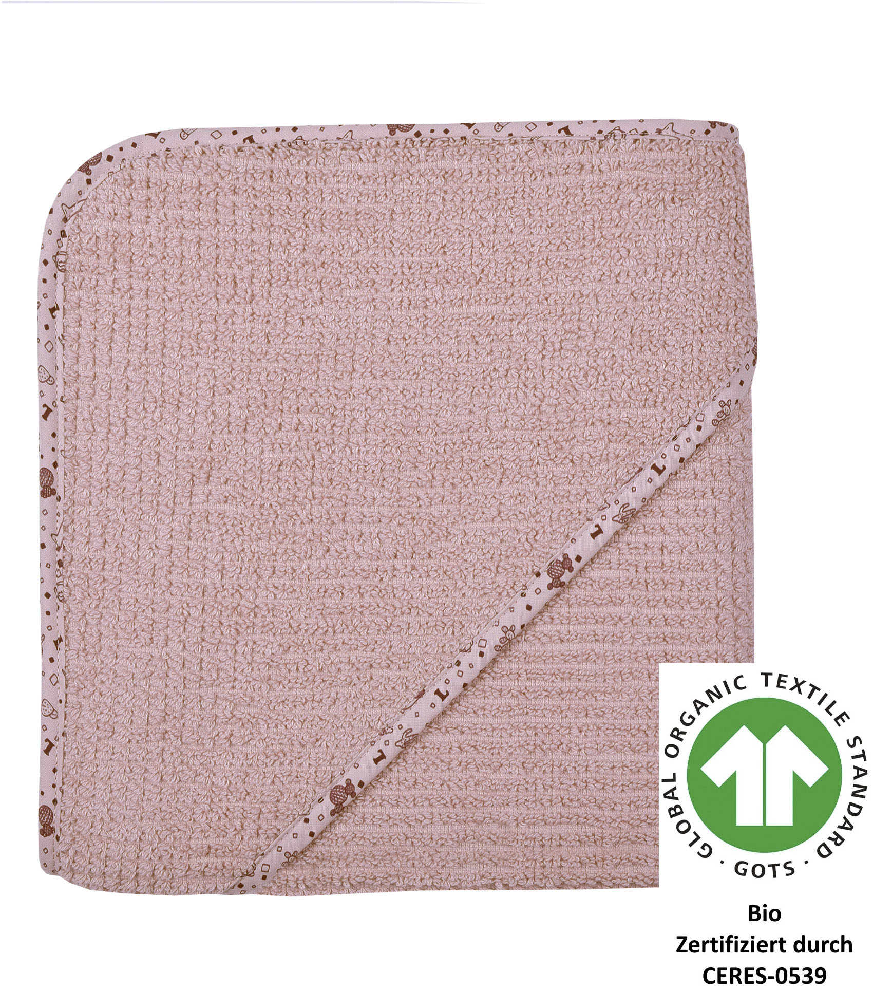 Kapuzenhandtuch WÖRNER "at home altrosa Kapuzenbadetuch 80/80", rosa (altrosa), B:80cm L:80cm, Frottee, Frottier, Handtücher, Biobaumwolle, Strick-Optik