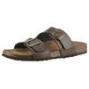Pantolette MAN'S WORLD, Herren, Gr. 43, braun (dunkelbraun), Lederimitat, unifarben, klassisch, Schuhe, Schlappen, Sommerschuh, Hausschuh mit vorgeformtem Fußbett