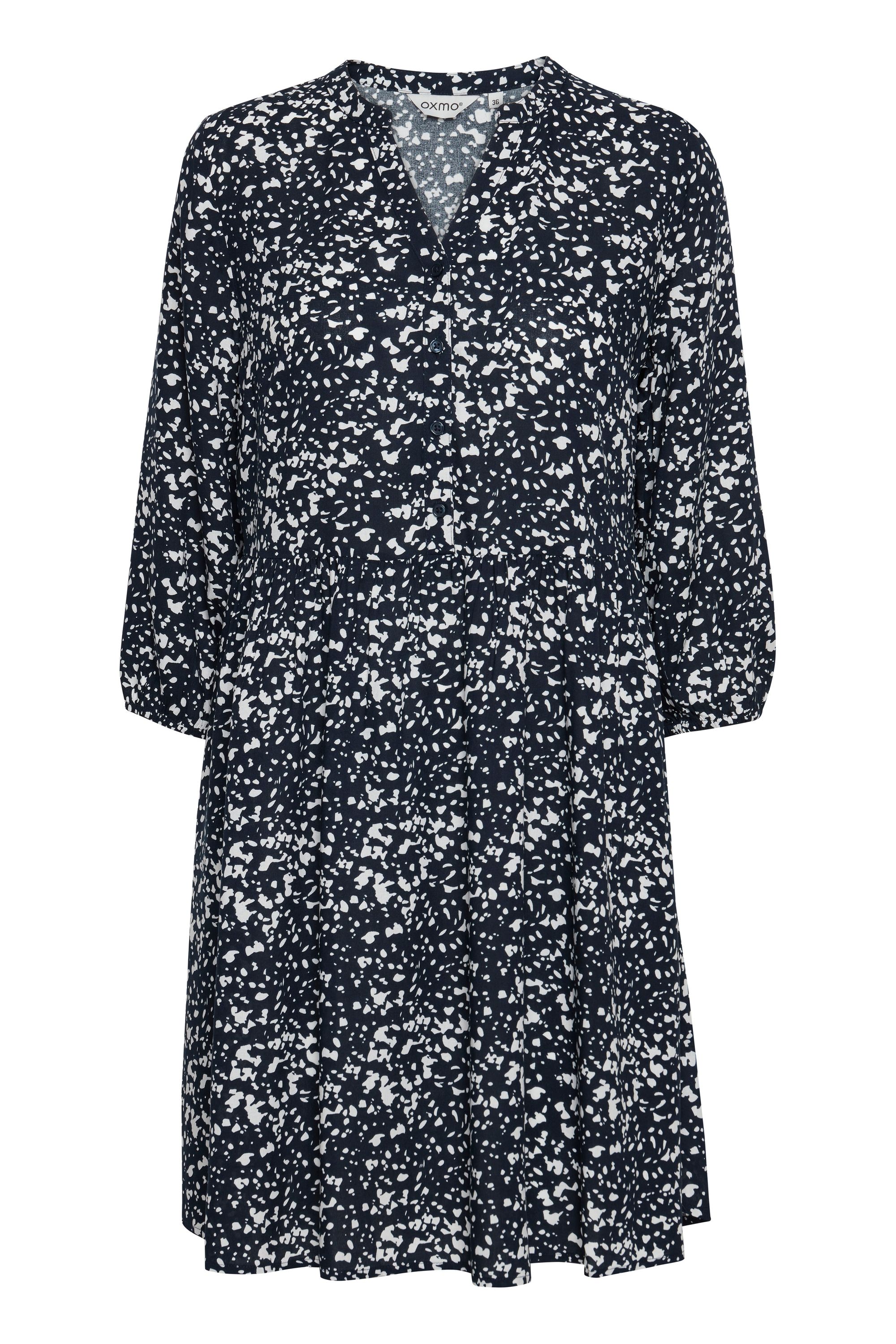 Jerseykleid OXMO "Jerseykleid OXElva", Damen, Gr. 36, N-Gr, blau (total eclipse mix), Obermaterial: 100% Viskose CV., Kleider Jerseykleid