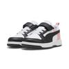 Sneaker PUMA "PUMA Rebound V6 Lo Sneakers Kinder", Kinder, Gr. 28, schwarz-weiß (weiß schwarz pink fruit), Obermaterial: Synthetik, Textil; Futter: Textil; Laufsohle: Gummi, Schuhe